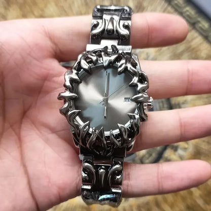 Fashion Y2K Antique Alabaster Quartz Watch Men Retro Black Strap Red Medieval Old Unique Creative Men Watches Luminous AAA Clock
