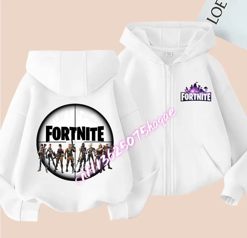 Ny Fortnite-hættetrøje til børn med lynlås, tegneserie- og anime-inspirerede hættetrøjer, afslappet og åndbar jakke til drenge, børnetøj til foråret 2026