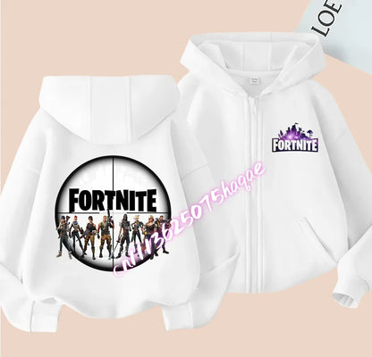 Ny Fortnite-hættetrøje til børn med lynlås, tegneserie- og anime-inspirerede hættetrøjer, afslappet og åndbar jakke til drenge, børnetøj til foråret 2026