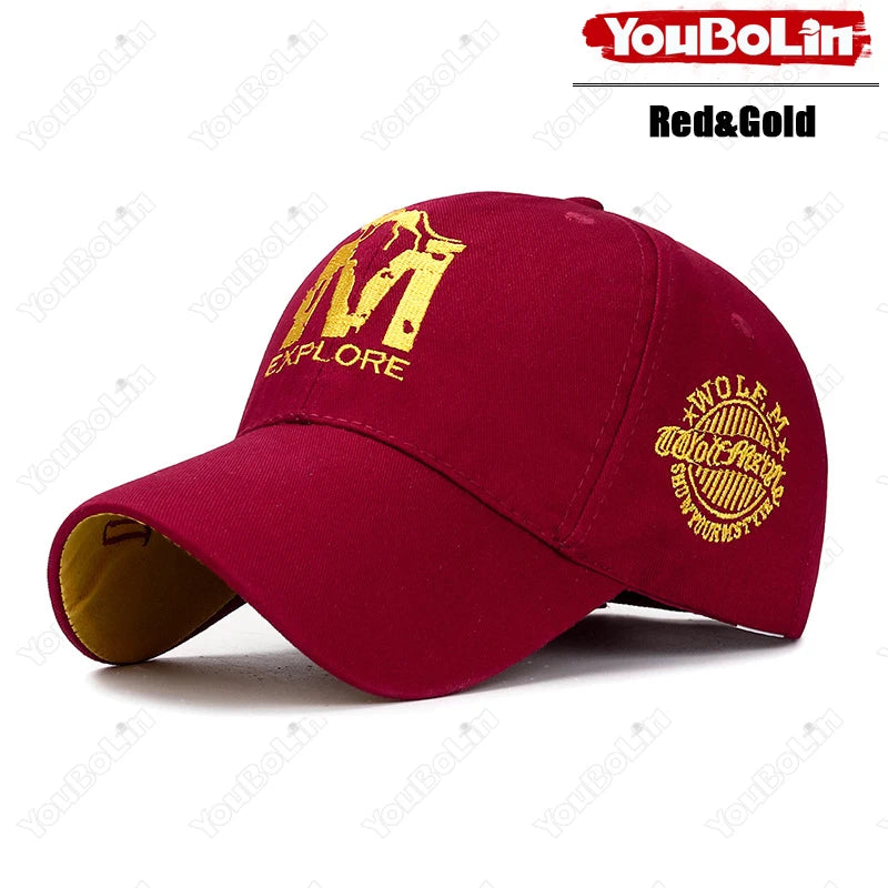 M letter Wolf Totem Embroidery Cotton Adjustable Baseball Cap Sun Hat Trucker Caps Dad Hats
