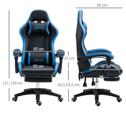 Ergonomic Gaming Chair with Footrest, Lumbar Support Cushion, Adjustable Height, 135° Reclining Computer Gaming Chair for Office & Home