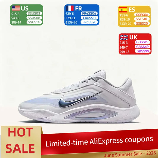 Nike AOne: scarpe da basket basse minimaliste, comode, ammortizzate e traspiranti (unisex, bianche e blu) FZ8606-100