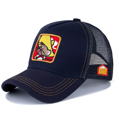 Hot Sale Unisex Anime Cartoon Cap High Quality Embroidered Patch Draw Baseball Cap Male Female Trucker Hat Mesh Hats Sun Hat