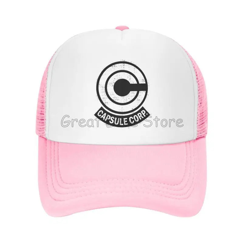 Capsule Corp Mesh Baseball Caps Unisex Hip-Hop Trucker Hat Anime DBZ Dad Hat Adjustable Racing Cap Summer Trucker Snapback Hats