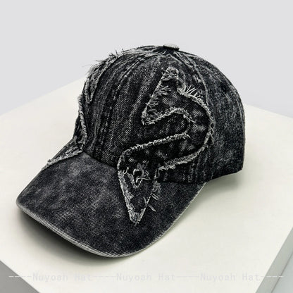 New Men Women Personal Embroidered Wing Double-edged Blade Baseball Hats Sunshade Distress Versatile Street Peaked Caps Fashion