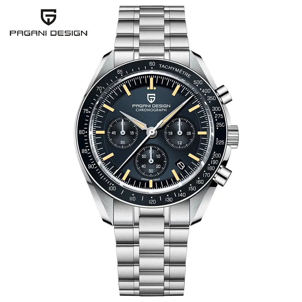 PAGANI DESIGN 2026 New Saturn Men's Watches Quartz Watch For Men Light Tan Sport Chronograph AR Sapphire Crystal Wrist Watch Men