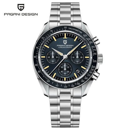 PAGANI DESIGN 2026 New Saturn Men's Watches Quartz Watch For Men Light Tan Sport Chronograph AR Sapphire Crystal Wrist Watch Men