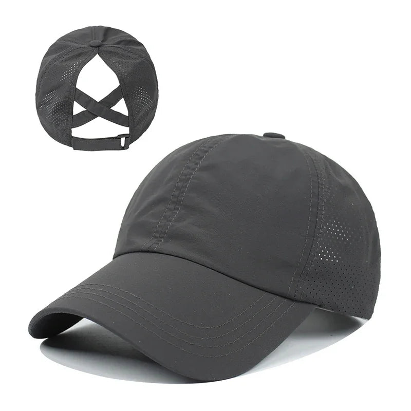 Summer Baseball Cap, Golf Suit, Sports and Leisure Cross Ponytail Cap, Mesh Quick Drying Duckbill Cap
