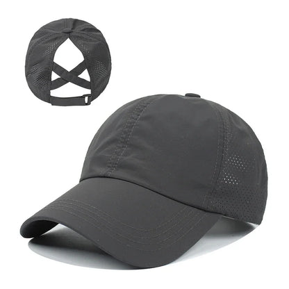Summer Baseball Cap, Golf Suit, Sports and Leisure Cross Ponytail Cap, Mesh Quick Drying Duckbill Cap