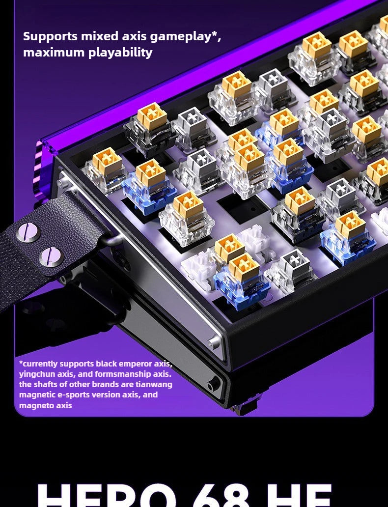 Magnetic Keyboard mechanical Aula Hero68he wired  RGB65% teclados gamer Hot-Swap pc 8000 Hz Polling Rate white clavier mecanique