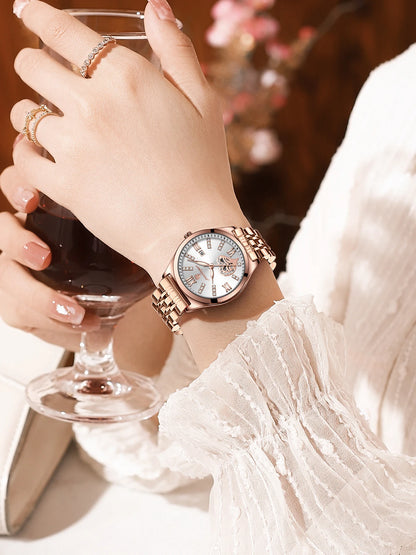 POEDAGAR Top Luxury Woman Watches Waterproof Luminous Date Stainless Steel Women's Quartz Wristwatch Elegant Dress Ladies Watch