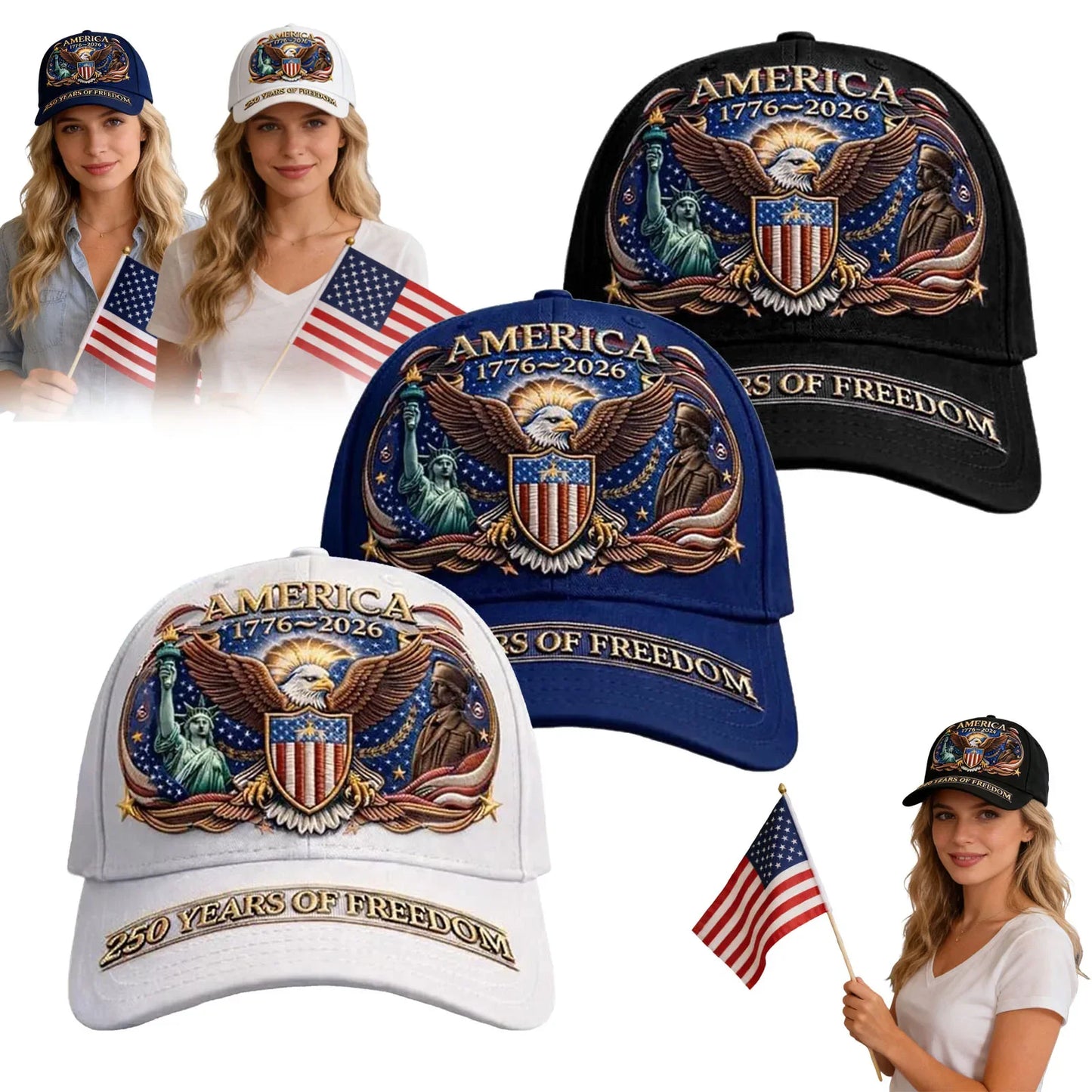 USA 250th Anniversary Denim Baseball Cap 1776 2026 Adjustable Patriotic Retro Running Hat Lightweight Breathable