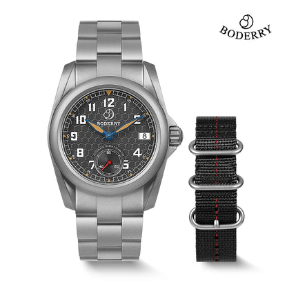 BODERRY Men's Field Watches Titanium Automatic Top Brand Wristwatch 100M Waterproof Clock Military Watch for Men