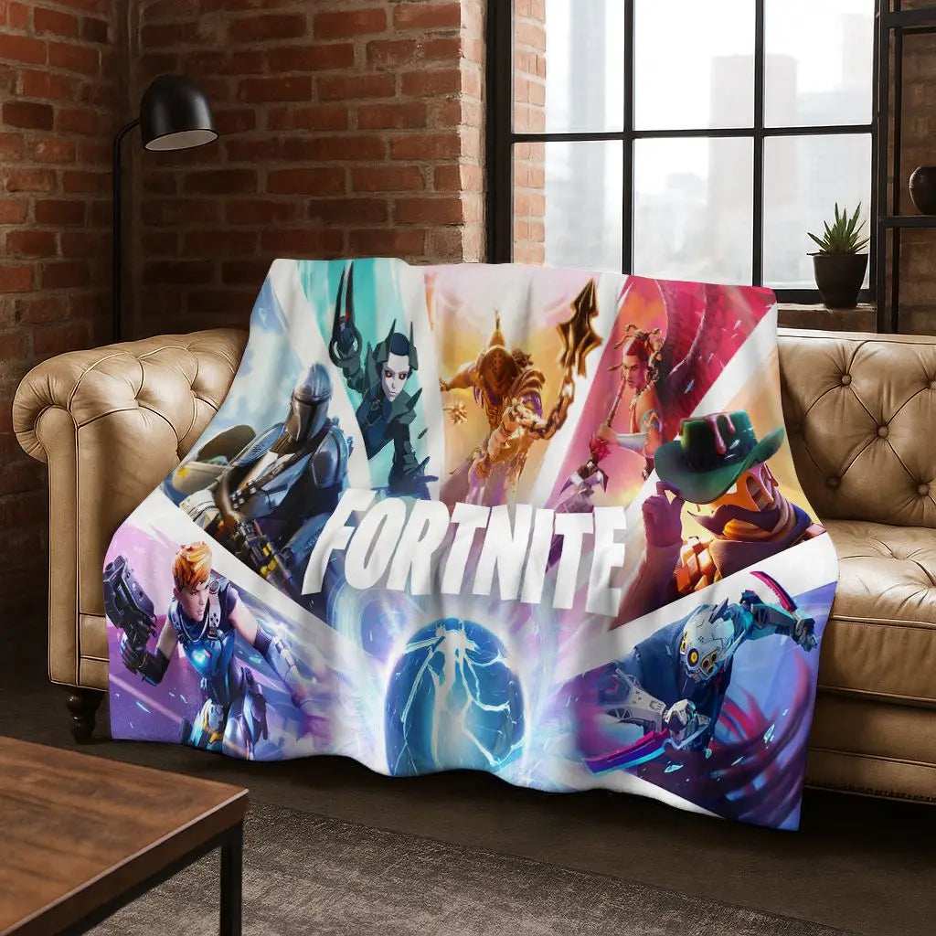 Manta 3D F-Fortnite Game Cartoon em flanela, macia e quente, para cama, quarto, sala de estar, viagens, campismo e presente para crianças