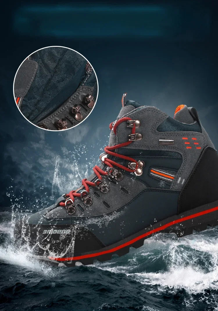 Lynjacye Mid Cut 2025 New Waterproof Hiking Boots Training Shoes Men Sports Shoes Outdoor Non-Slip Woodland Hunting Work Shoes