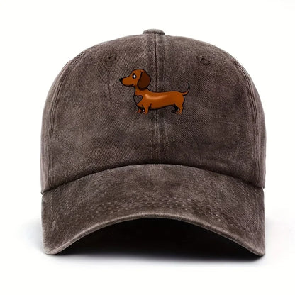 Cute Sausage Dog Pattern Printed Baseball Hat with Adjustable Snap Button Lightweight Valentine's Day Gift