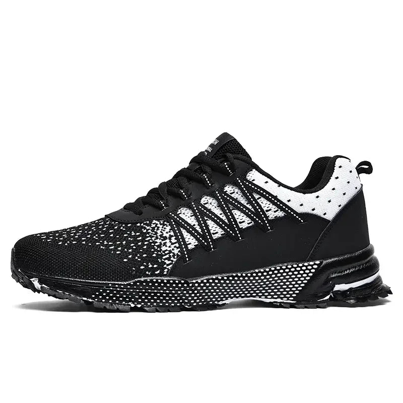 2025 Thick Soled Sports Shoes Youth Mesh Breathable Running Shoes Trend Spring Summer Korean Large Black and White Shoes walk