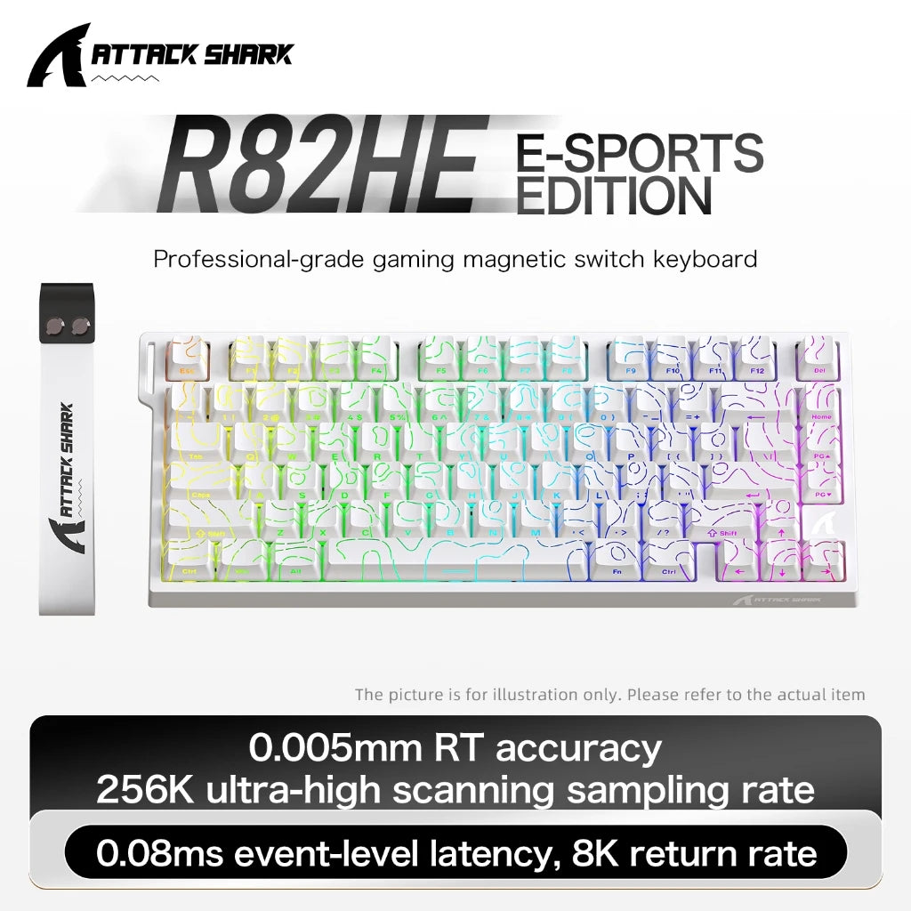 ATTACK SHARK R82HE High-Performance Magnetic Axis Keyboard, 8K Rate, 0.08ms Latency, 0.005mm RT Accuracy, 75% Layout, Five-Layer