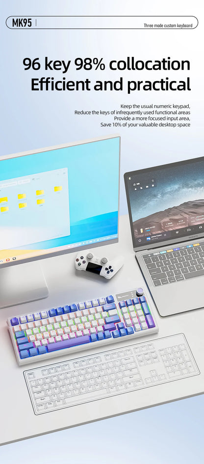 SMAILWOLF MK95 Bluetooth Wireless Three-Mode Mechanical Keyboard Korean Customized Office Gaming Laptop with RGB Lighting Effect