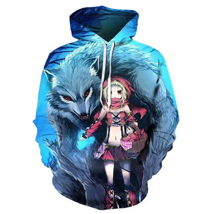 Animal Wolf – bluzy z kapturem drukowane w 3D dla mężczyzn i kobiet, modne, codzienne, oversize, swetry typu pullover, styl hip-hopowy, Harajuku, odzież uliczna