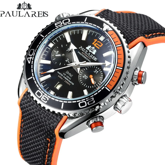 PAULAREIS P Relógio mecânico automático de luxo para homem com corda automática, bracelete em borracha, impermeável, luminoso, com data, relógio de moda masculino