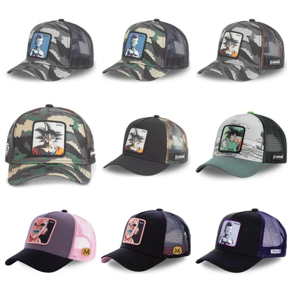 Czapka z motywem Dragon Ball Son Goku – letnia czapka podróżna z daszkiem, męska czapka z haftem w stylu hip-hopowym, z daszkiem przeciwsłonecznym, regulowana czapka typu trucker z siateczką