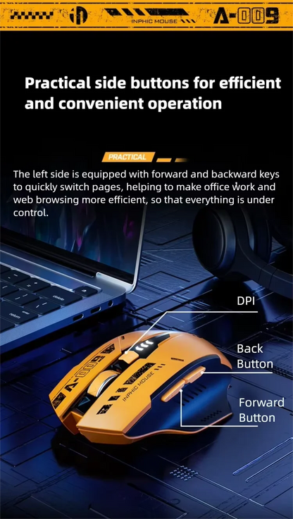 Inphic A9 V2 Wireless Gaming Mouse 12800DPI Rechargeable Ergonomic Bluetooth Compatible Silent Mouse For PC Laptop Computer