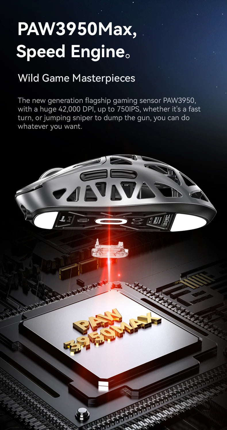 Bezprzewodowa mysz gamingowa Attack Shark R2 PAW3950 8K ze stopu magnezu, lekka mysz gamingowa Bluetooth Tri-Mode do gier/biura