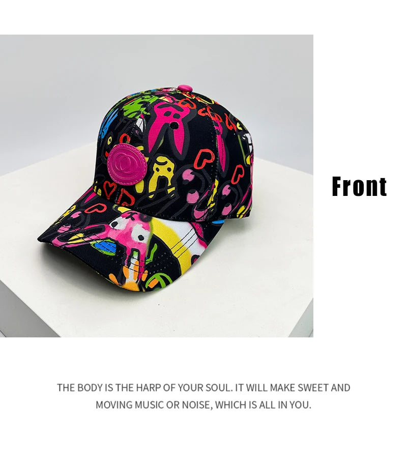 New Unisex Paintings Graffiti Letter Baseball Hats Breathable Personal Sunshade Hip Hop Peaked Caps Versatile Fashion Hardtop