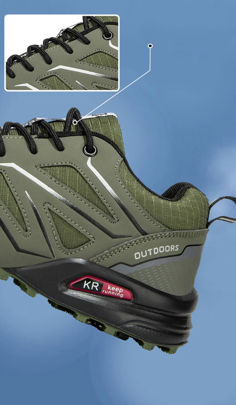2025 New Men Hiking Shoes Outdoor Waterproof Sports Shoes Comfortable Leather Hiking Training Boots Large Size Tactical Shoe Men