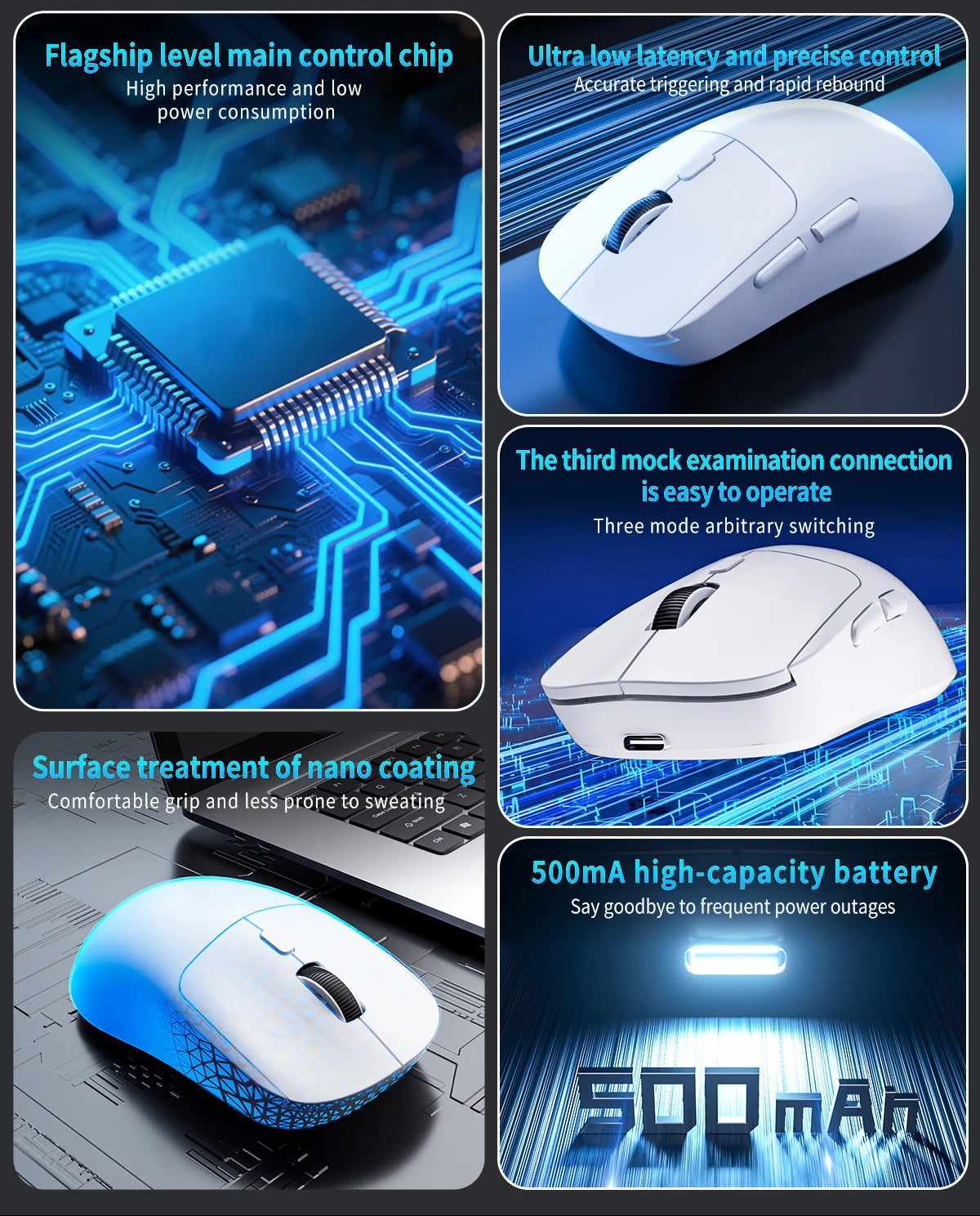 Gamingmus Bluetooth-mus uppladdningsbar gamermus PAW3395 lätt ergonomisk trådlös mus för esport