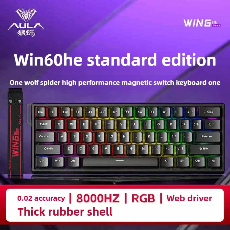 Teclado Aula Win60He com interruptores magnéticos, com fio, Win 60 HE mecânico para esports, gamer, teclados Win68 personalizados, presentes Win60 He