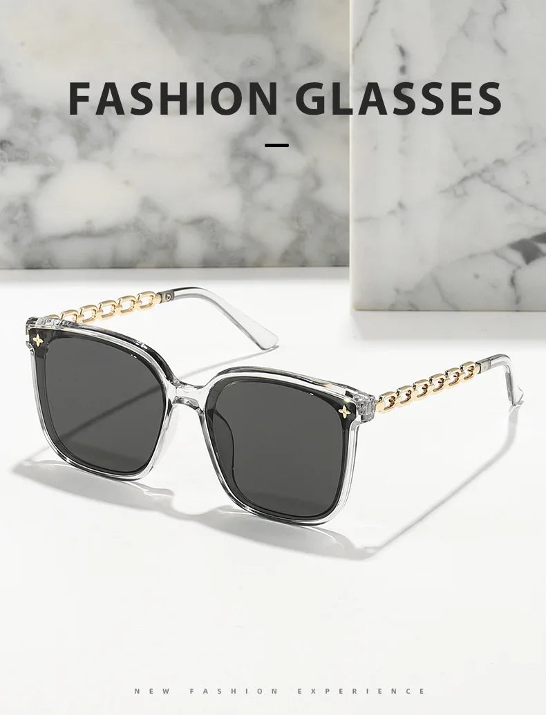 Square Sunglasses for Woman 2023 Vintage Big Frame Black Mirror Sun Glasses Shading Polarizer Sexy Female Travel Eyewear Uv400