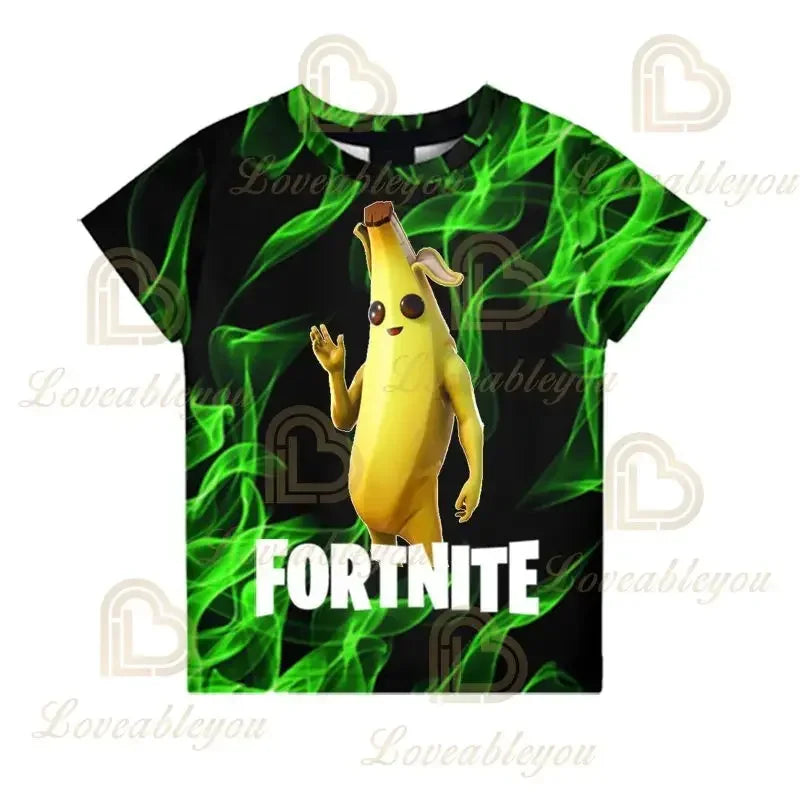 Camiseta Fortnite para niños Banana Peely, camiseta para hombre y mujer, camiseta Battle Royale Game, tops de verano Harajuku