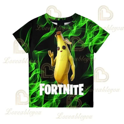 Camiseta Fortnite para niños Banana Peely, camiseta para hombre y mujer, camiseta Battle Royale Game, tops de verano Harajuku