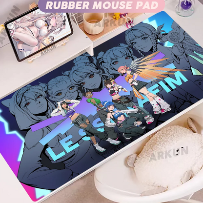 Alfombrilla de ratón gaming XXL de goma suave para escritorio y oficina, 900x400, estilo anime con chica gamer de Overwatch y FPS grandes