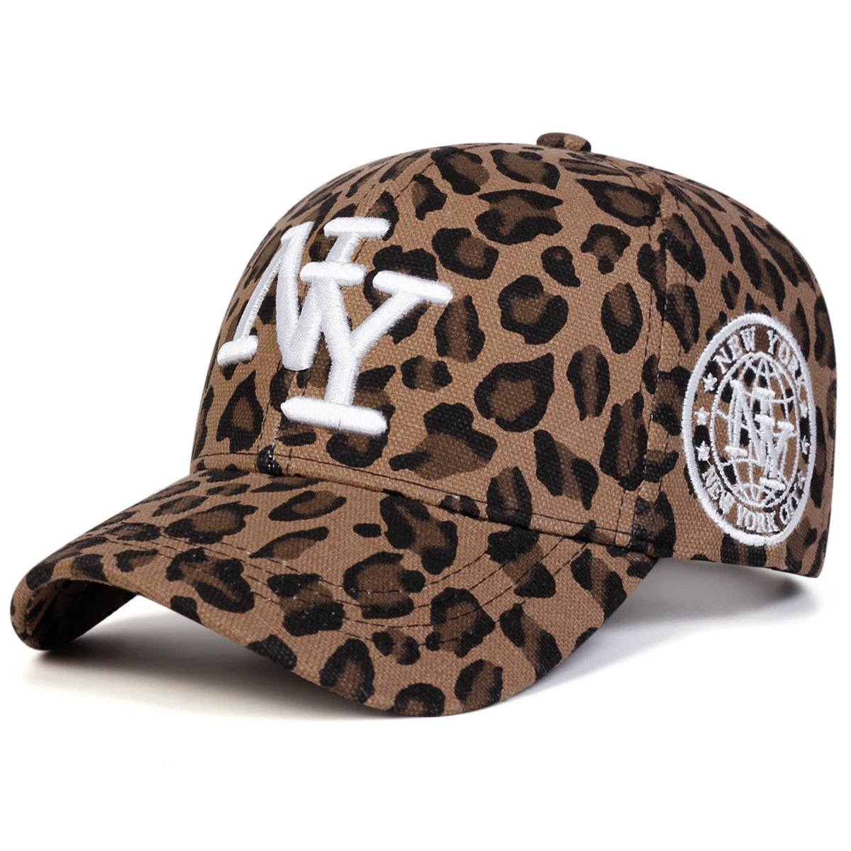 Unisex NY Letter Embroidery Leopard Print Baseball Caps Spring Autumn Outdoor Adjustable Casual Hats Sunscreen Hat Sports Cap
