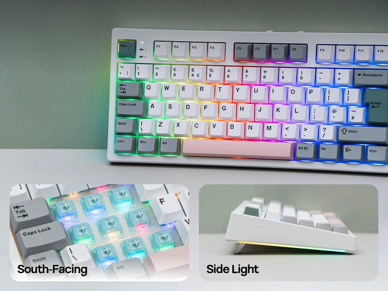 Layout ISO-UK EPOMAKER TH87 TKL Tastiera meccanica cablata/BT/wireless 2.4Ghz NKRO con batteria 10000mAh e illuminazione RGB