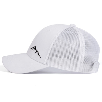Unisex minimalistinės stiliaus kepurės su kalnų siuvinėjimu, beisbolo stiliaus tinklinės kepurės, pavasario ir vasaros lauko reguliuojamos kasdieninės kepurės, apsaugančios nuo saulės