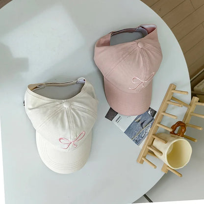 Bows Children Baseball Caps Hollow Empty Top High Ponytail Caps Adjustable Kids summer Sun Hats Boys Girls Hip hop Baseball Hat