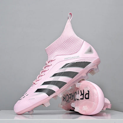 Nouvelles chaussures de football professionnelles pour hommes, crampons de football antidérapants TF/FG, baskets pour garçons, chaussures de sport confortables à la cheville, unisexes