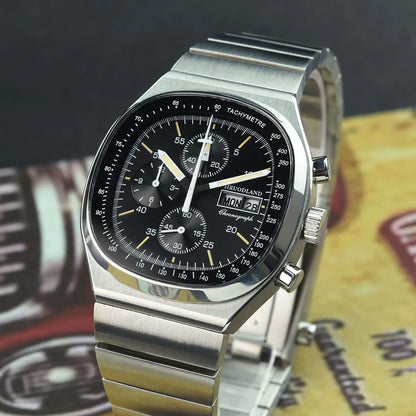 Hruodland new 2025 new 0S00 retro men's quartz chronograph sapphire stainless steel waterproof 5Bar luminous C3 reloj hombre