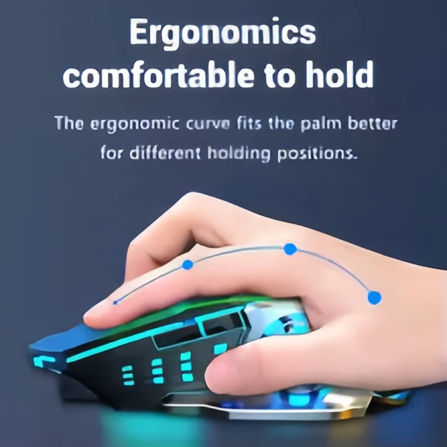Rechargeable Wireless Gaming Mouse – Silent Bluetooth/USB, RGB Backlight, E-Sports for PC