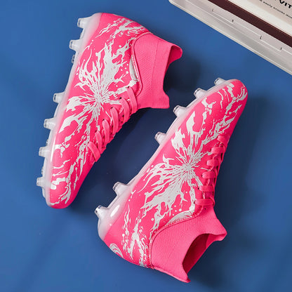Chaussures de football pour hommes, modèle AG FG, design aérodynamique et léger, excellente adhérence, idéales pour les entraînements quotidiens sur gazon et les matchs de l’équipe de football scolaire.