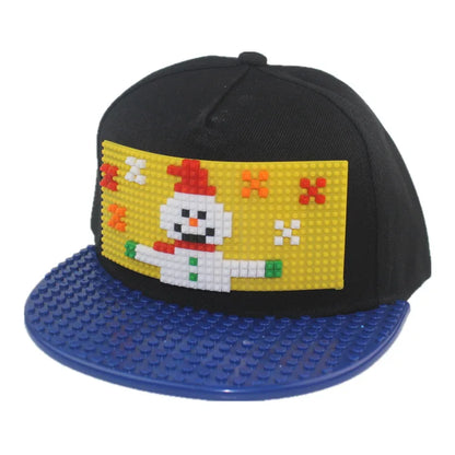 Cartoon Patchwork Baseball Caps DIY Blocks Snapback Hats Hip Hop Hat for Men Women Detachable Pixels Dad Hats Cap Kids Adults