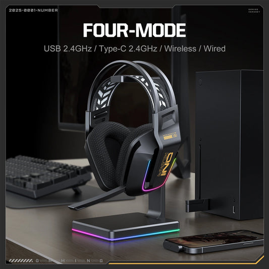 Cuffie da gaming wireless ONIKUMA GT828 Bluetooth 5.3 RGB con microfono, cancellazione del rumore e connessione a 4 modalità per PC, PS5 e laptop