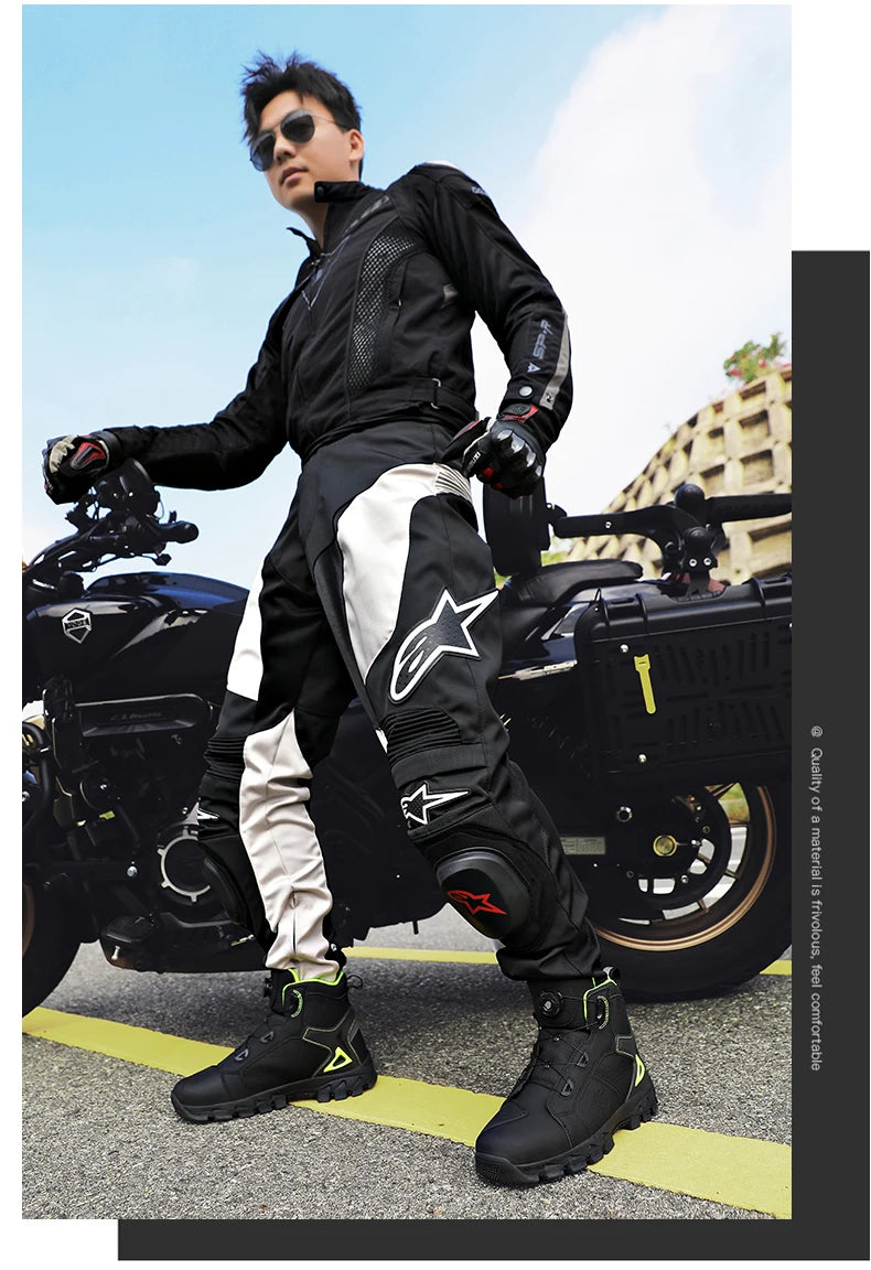 Bottes de moto professionnelles pour hommes, chaussures de course tout-terrain, équipement de moto urbaine, en cuir microfibre ultra-fin