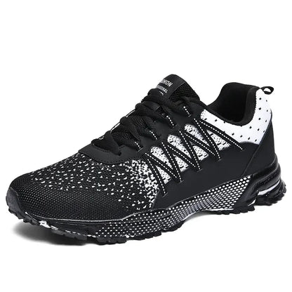 2025 Thick Soled Sports Shoes Youth Mesh Breathable Running Shoes Trend Spring Summer Korean Large Black and White Shoes walk