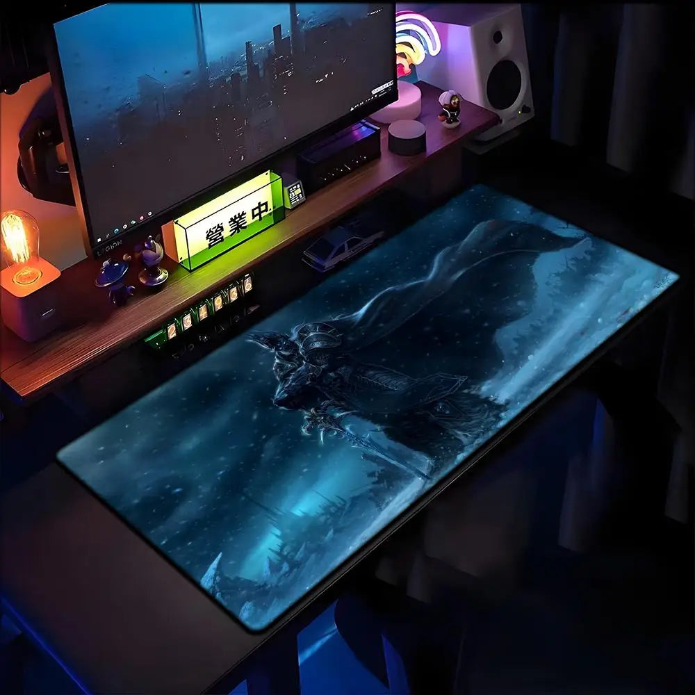 World of Warcraft Lich King-musemåtte til PC, HD-anime-gamingtilbehør, tastatur-musemåtte til laptop, XXL, gaming-skrivebordsmåtte