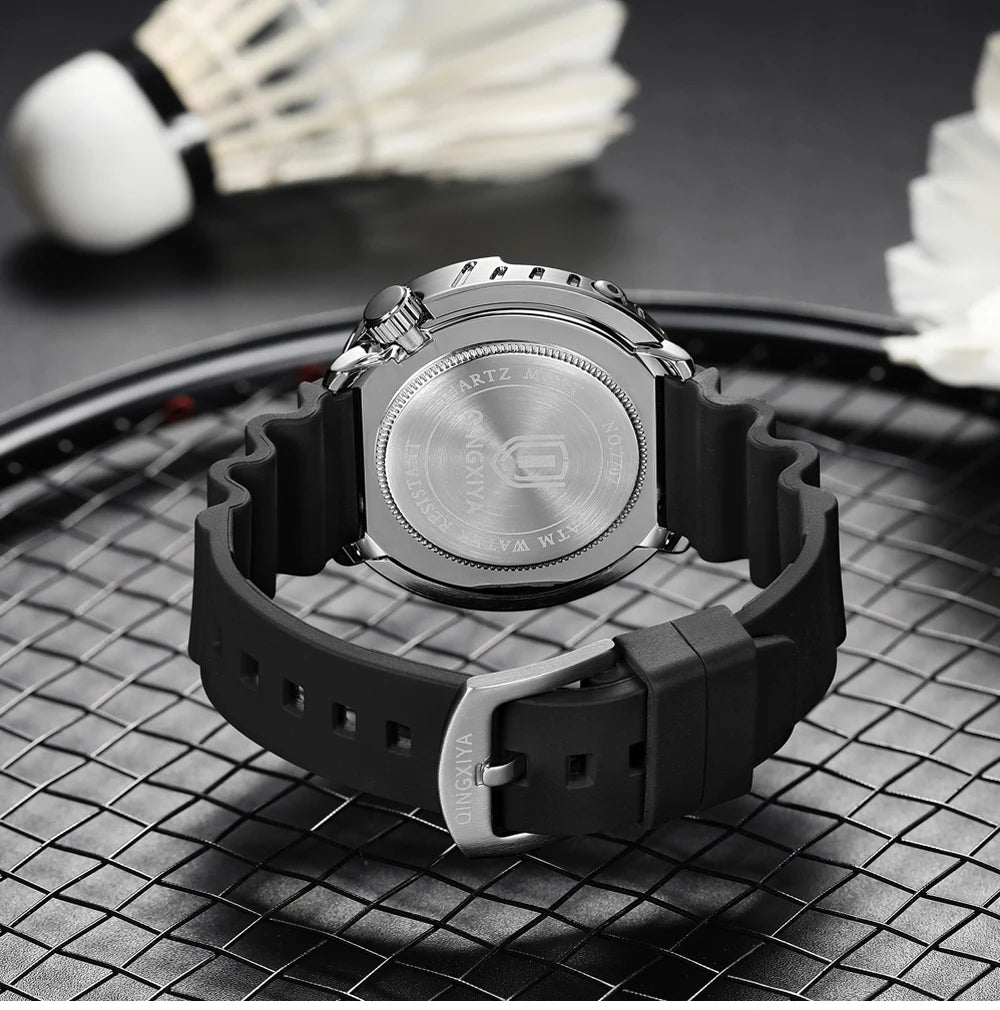 QINGXIYA Sports Men Quartz Watch Silicone Strap Waterproof Luminous Date Wristwatch Mens Military Clock Man Relogio Masculino